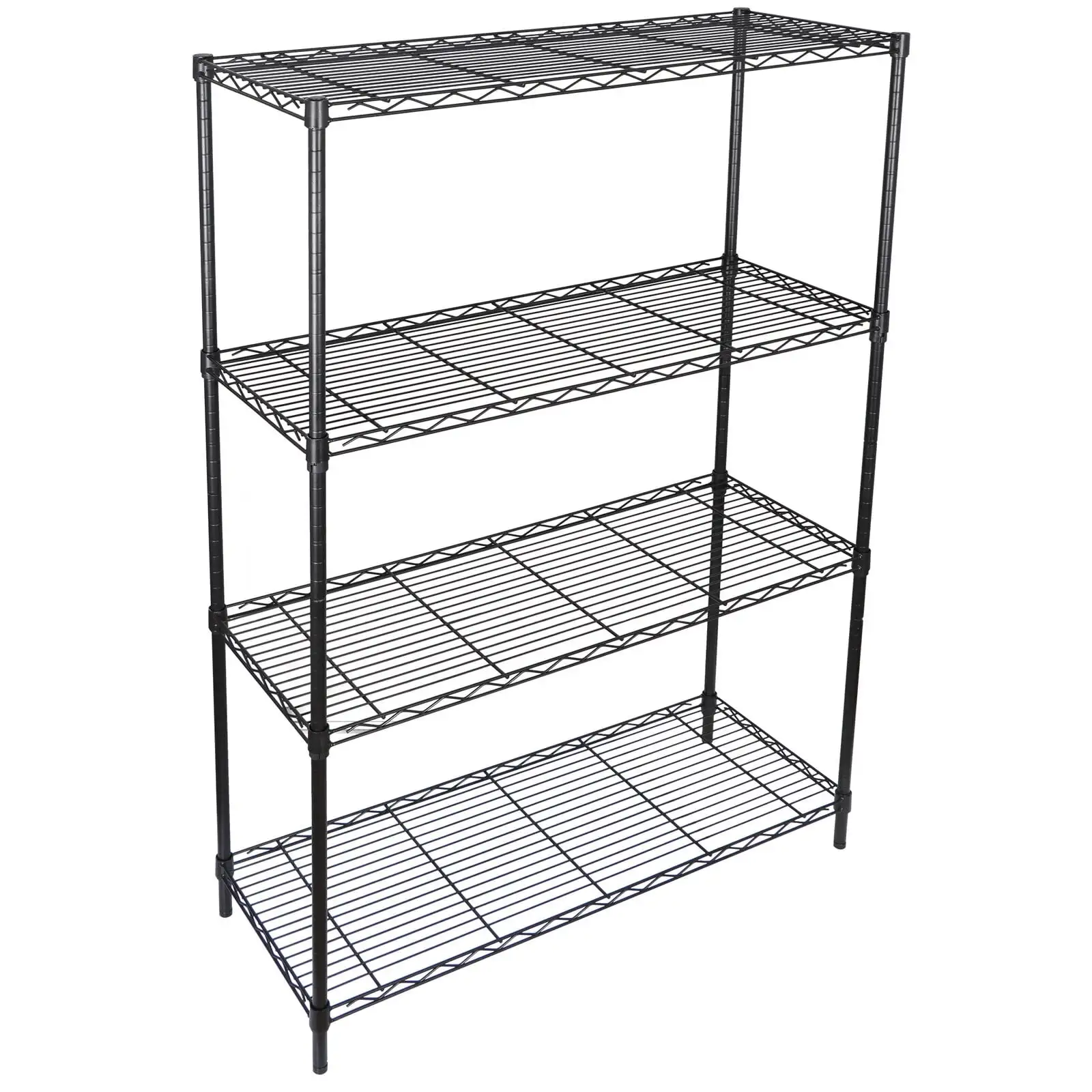 4 Shelf Metal Wire Shelving Rack Holder Adjustable Storage Unit Organizer Black