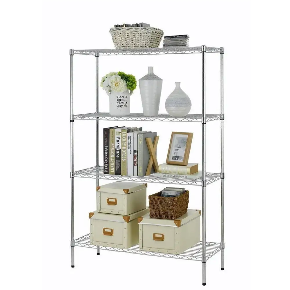 4 Tier Adjustable Storage Shelf Metal Storage Rack Wire Shelving Unit 36 W x 14 D x 48 H for Laundry Bathroom Kitchen