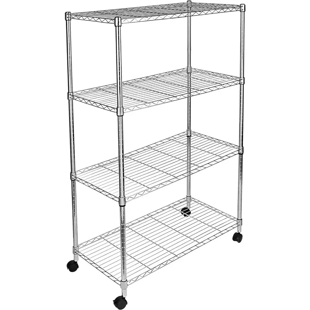 4-Tier Heavy Duty Storage Shelving Unit 1000Lb Capacity.Chrome.35.43 D x 17.72 W x 61.02 H inch