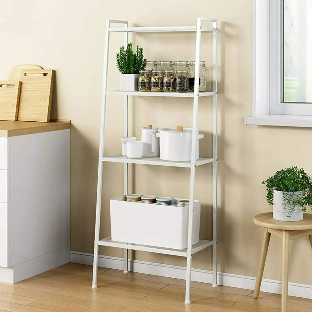 4 Tier Ladder Shelf Bathroom Floor Storage Shelf Free Standing Tower Shelves Open Shelving Unit for Bathroom Living Room Balcony