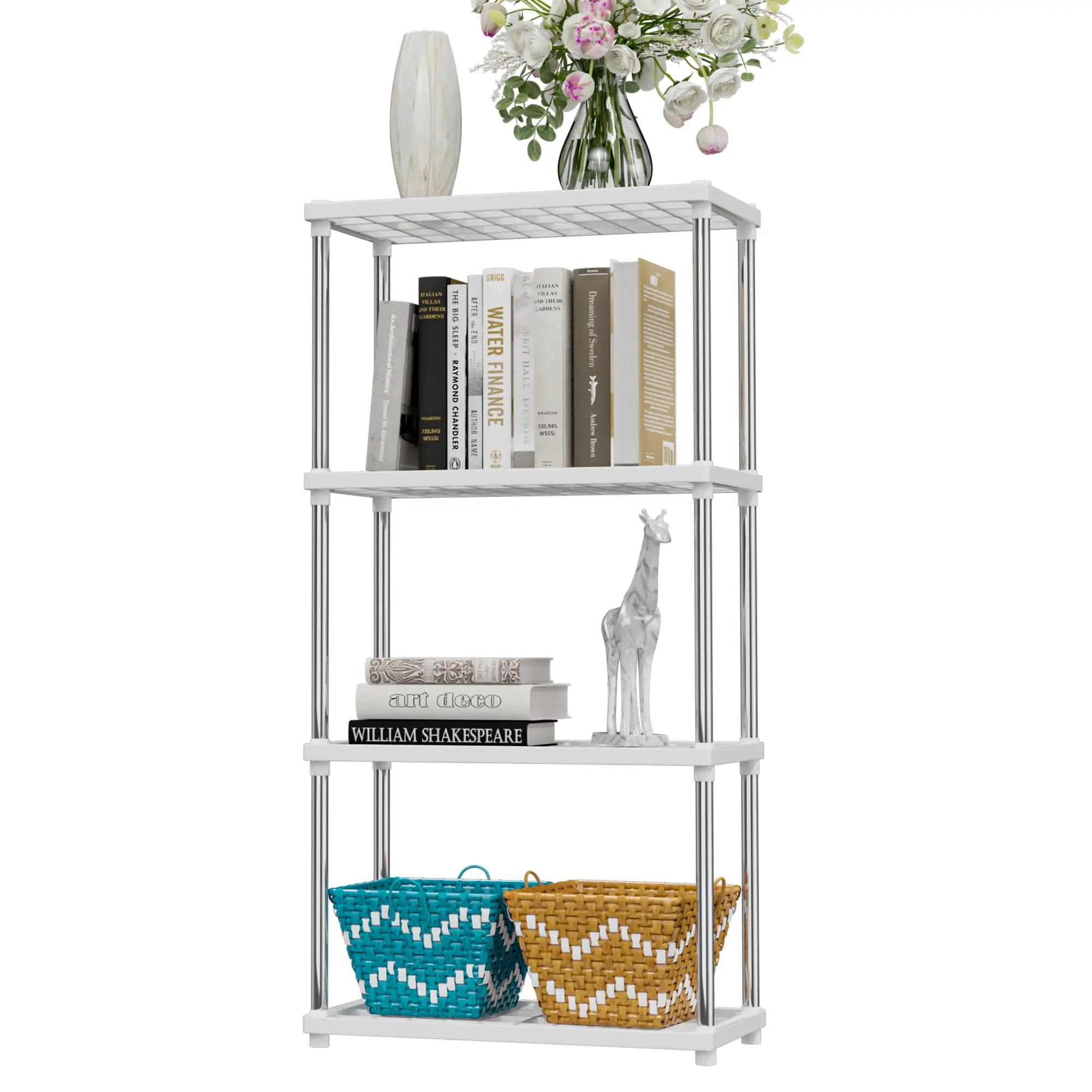 4-Tier Storage Shelves Rack for Kitchens. Living Rooms. Study rooms. and Bathrooms Removable in Various Heights