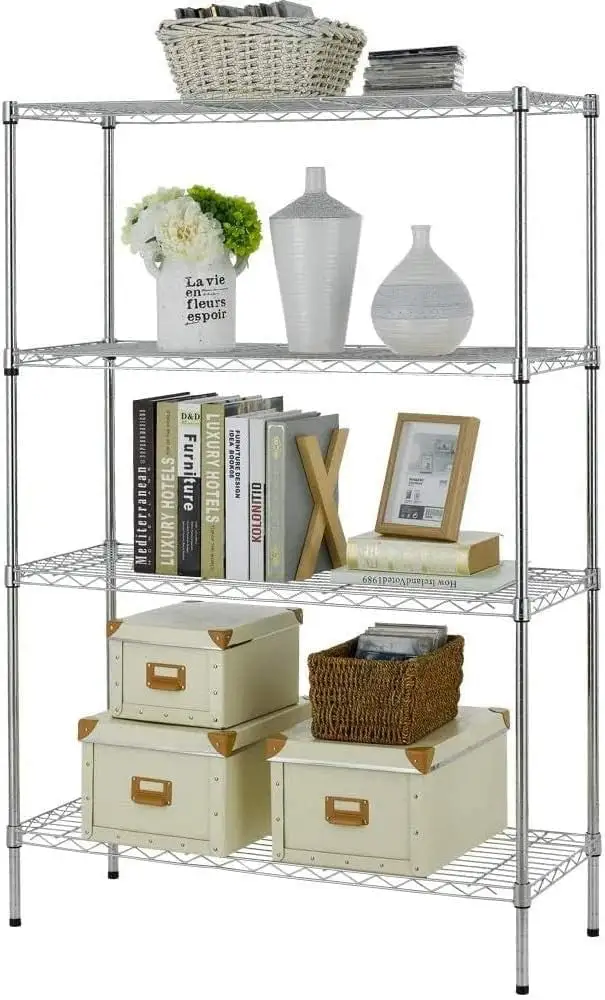 4 Tier Wire Shelving Unit. Metal Steel Shelves Adjustable Storage Organizer.1000 Lbs Capacity. 54 Inch H X 36 Inch W X 14 Inch D. Garage Shelving Rack For Office Kitchen Pantry Chrome