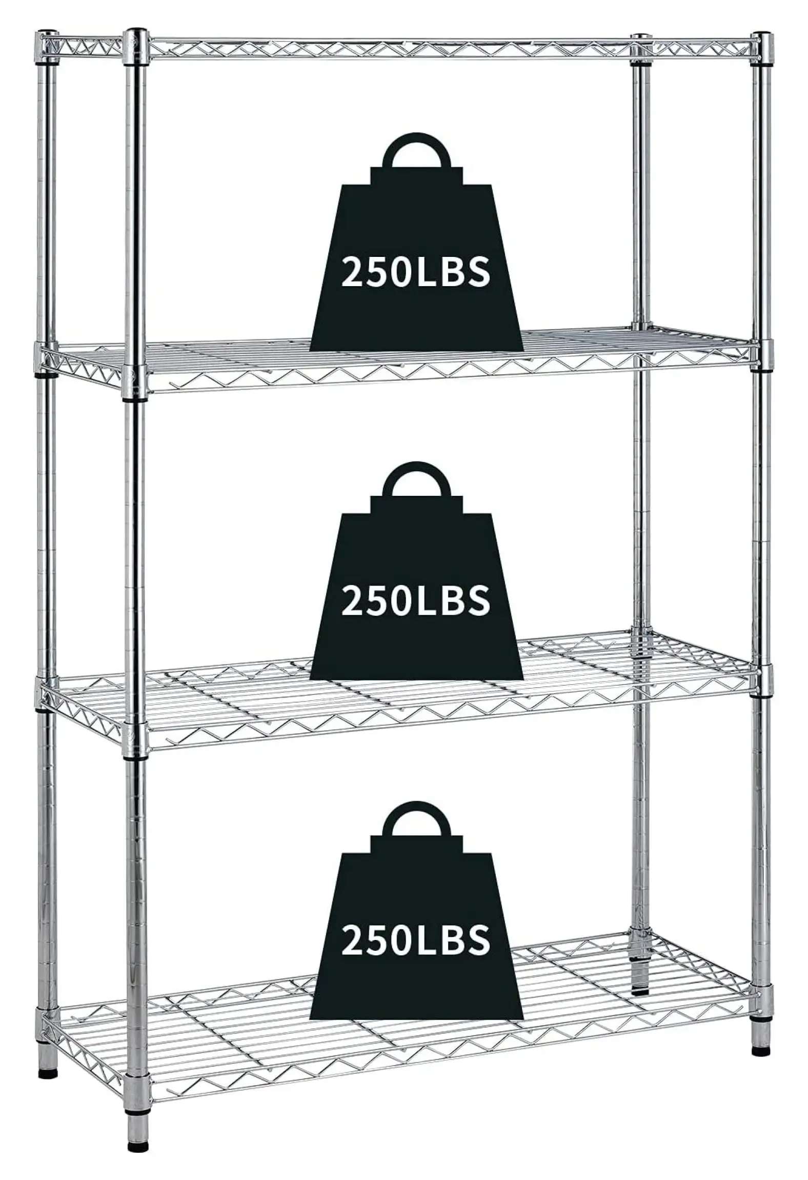 4 Tier Wire Shelving Unit Storage Shelves Shelf Organizer 54x36x14 Heavy Duty Metal Storage Rack Wire Rack NSF Height Adjustable for Laundry Bathroom Kitchen Garage Shelving (Chrome)