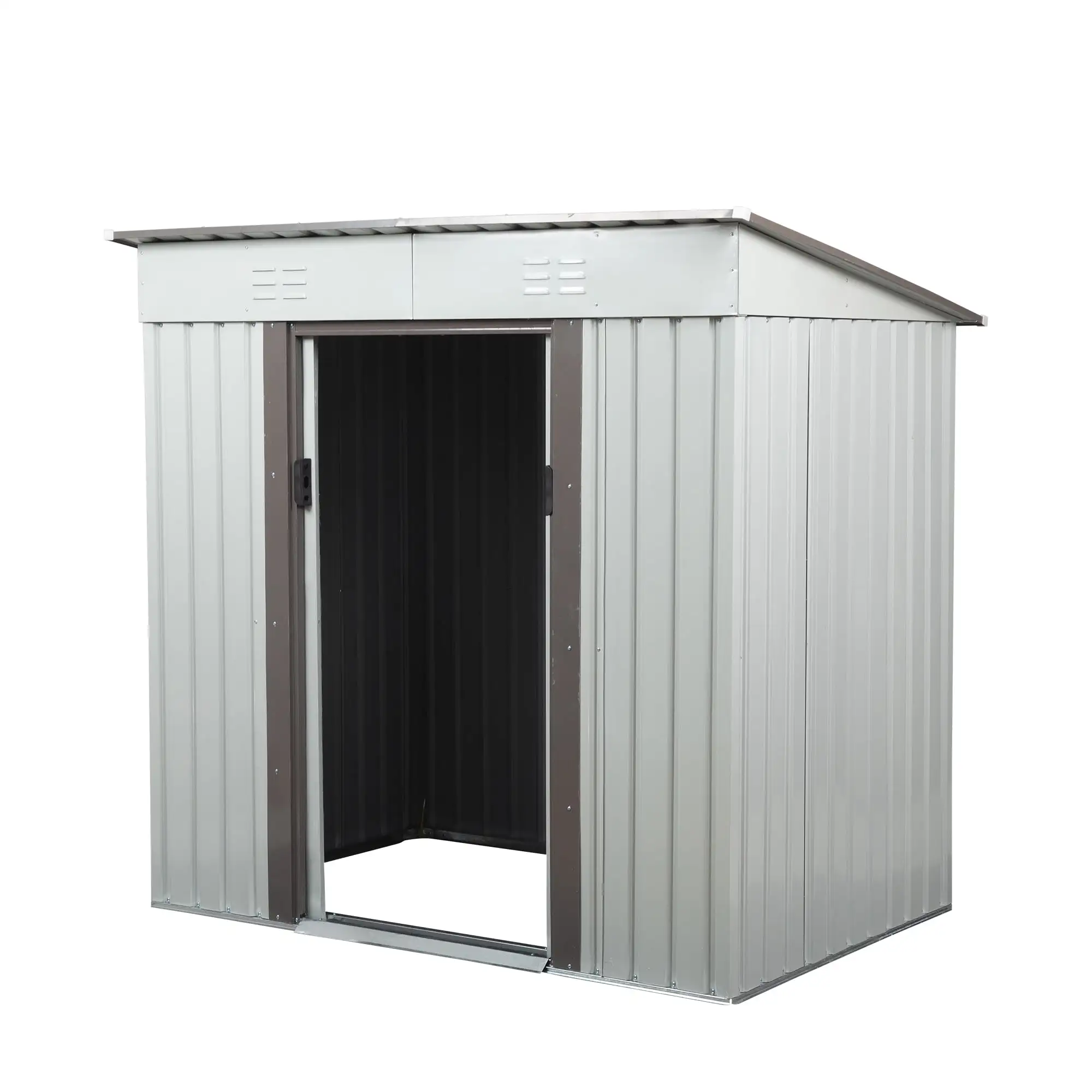 4 x 6 Ft Outdoor Storage Shed. Patio Steel Metal Shed w/Lockable Sliding Doors. Vents. House for Backyard Garden Patio Lawn