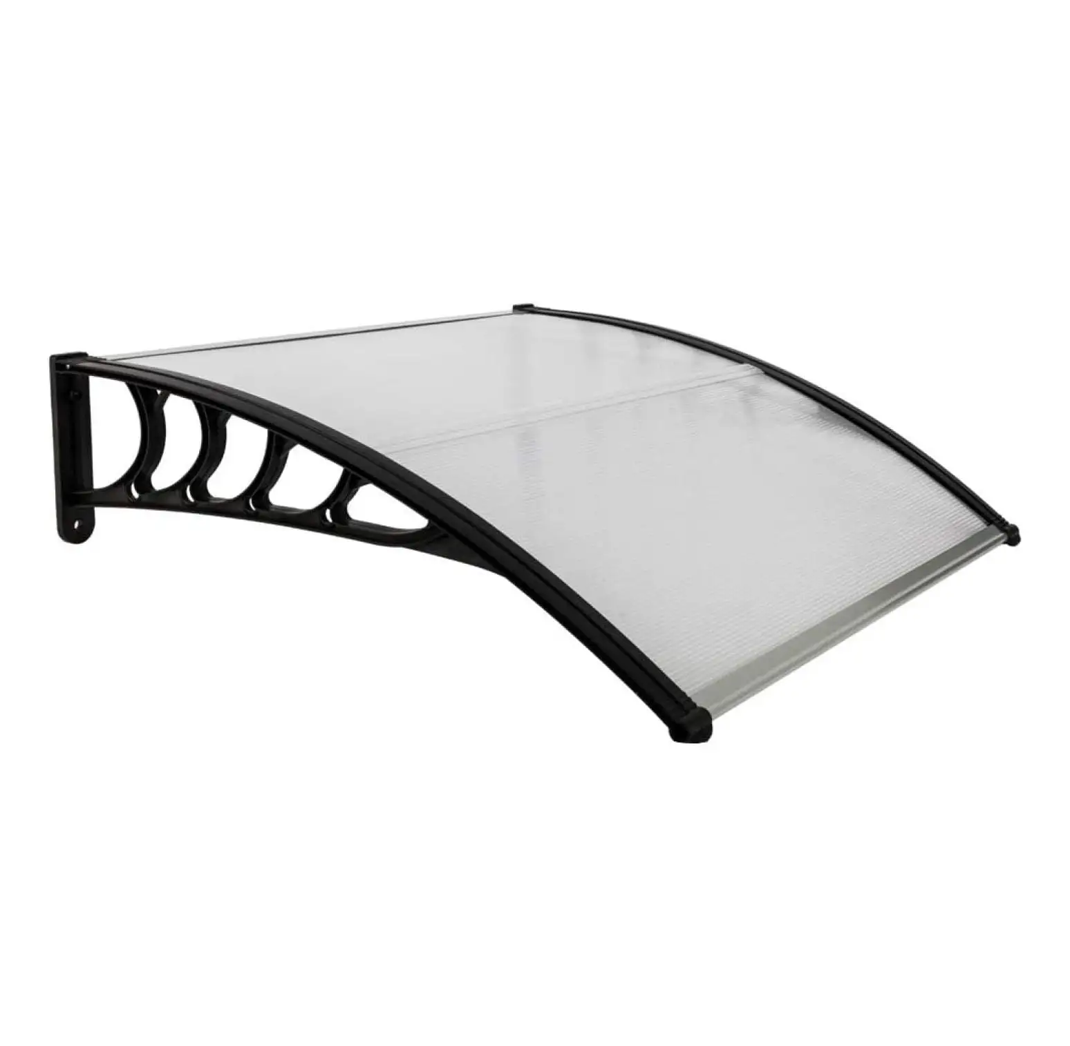 40 x 40 Door Window Awning Polycarbonate Cover Front Door Outdoor Patio Awning Canopy UV Rain Snow Protection Hollow Sheet (Silver & Black Bracket)