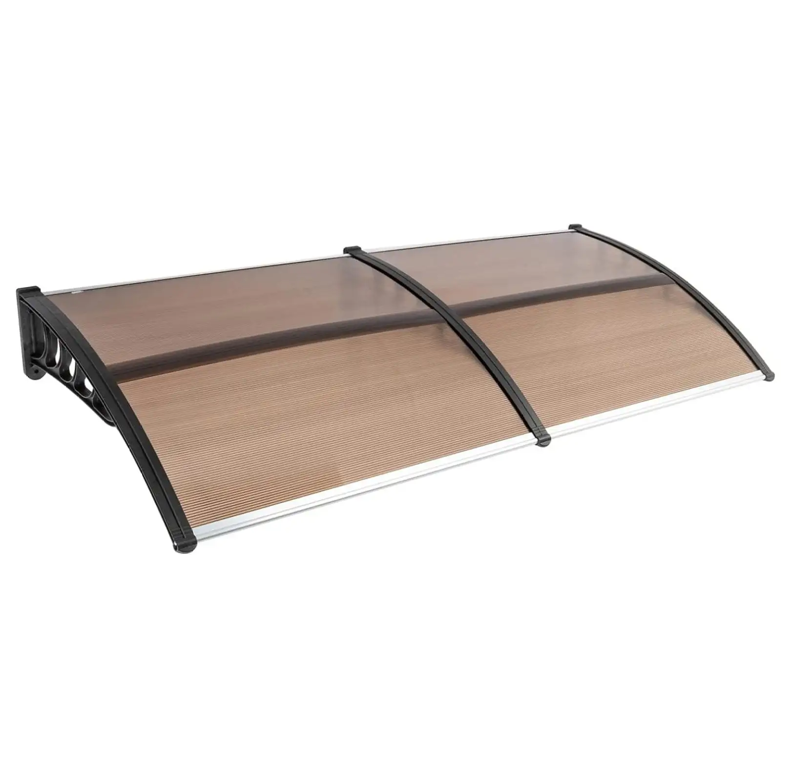 40 x 80 Door Window Awning Polycarbonate Cover Front Door Outdoor Patio Awning Canopy UV Rain Snow Protection Hollow Sheet (Brown & Black Bracket)