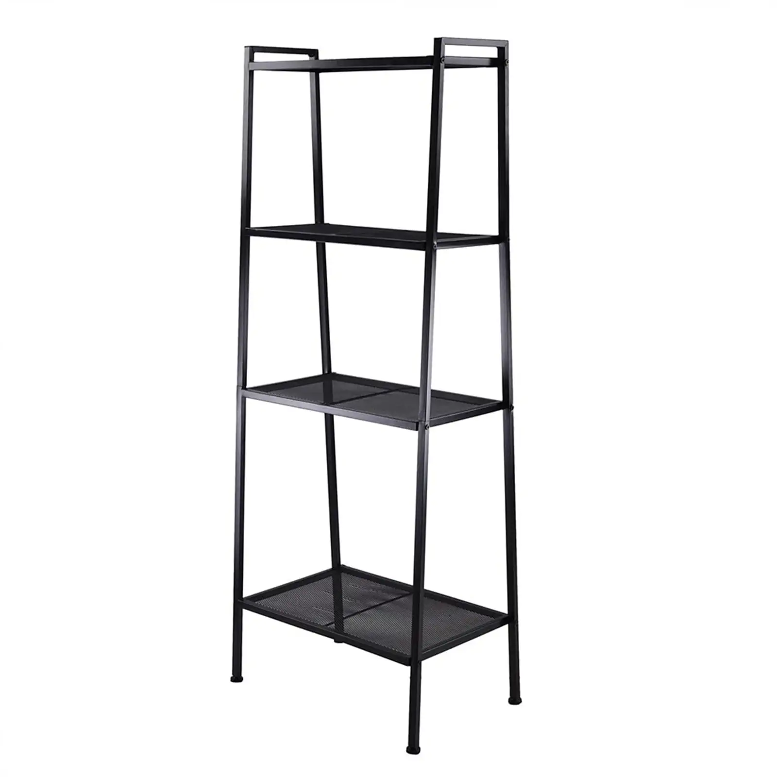 Tcbosik Ladder Bookshelf 4-Tiers Storage Rack Metal Plant Stand Display Rack. White