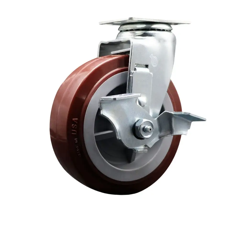 461C6PB C6PB Metro 6 Inch Swivel Caster with Brake - Fits Metro Shelving Units - Heavy Duty Replacement -Polyurethane Wheel - Service Caster Brand