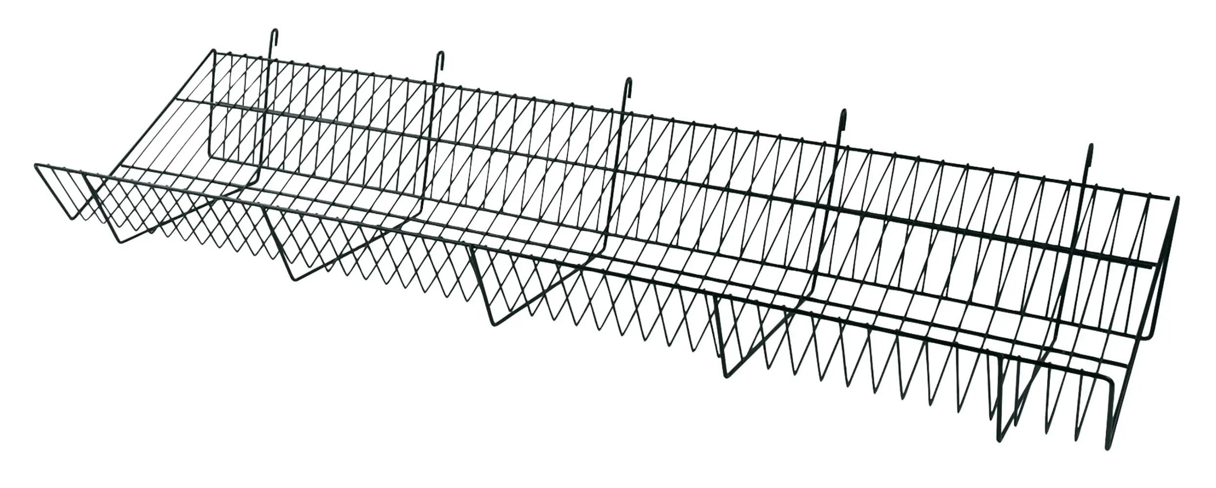 48 x 12 x 6 inch Black Downslope Shelf With 4 Inch Slanted Front Lip - For Wire Grid