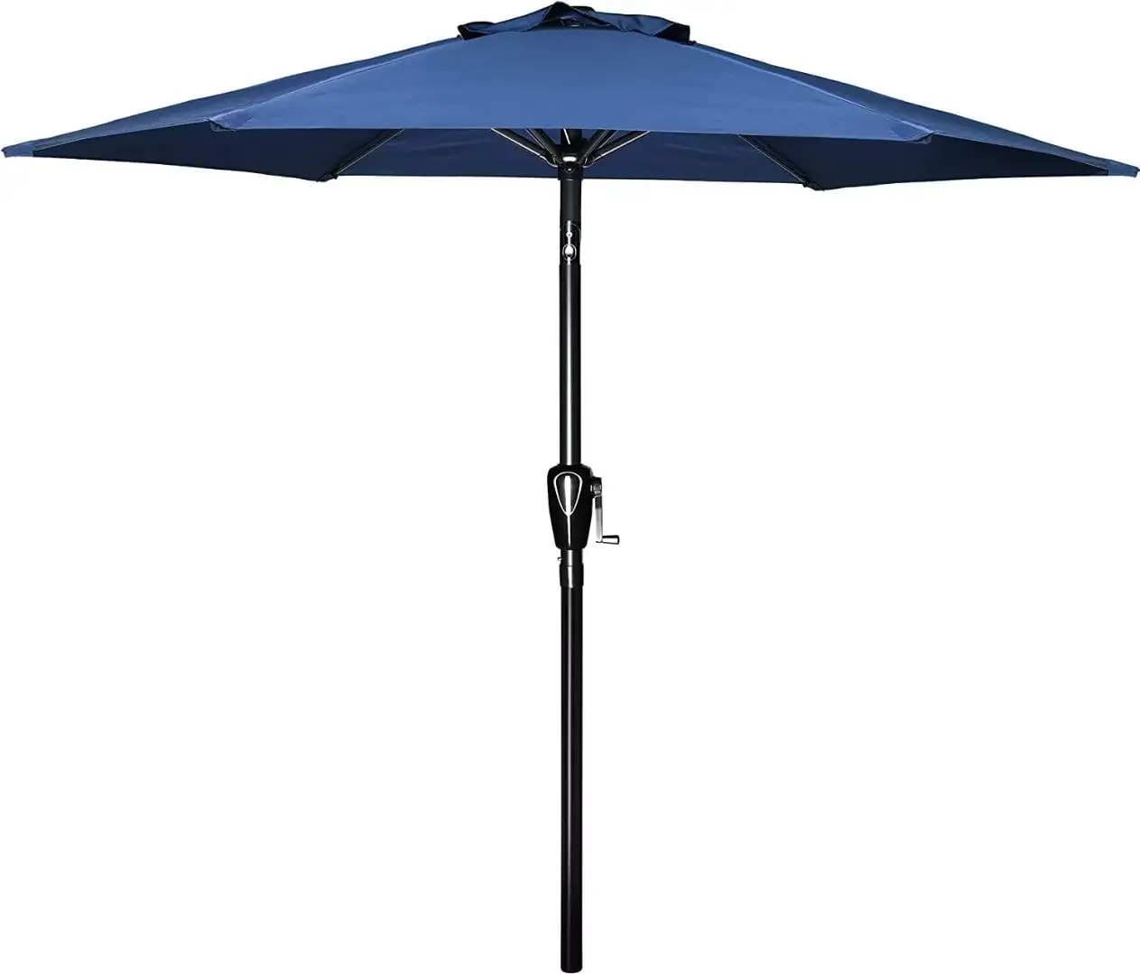 7.5ft Patio Umbrella. Outdoor Umbrella. Patio Market Table Umbrella with Push Button Tilt and Crank. 6 Sturdy Ribs for Garden. Lawn. Deck. Backyard & Pool. Blue