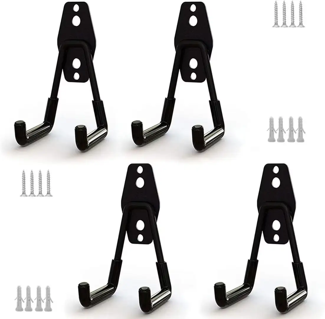 4pcs Steel Garage Storage Hook. Garage Tool Storage Hooks with Anti-Slip Coating Heavy Duty Rack for Hanging Ladders/Bikes/Garden Tools/Rope