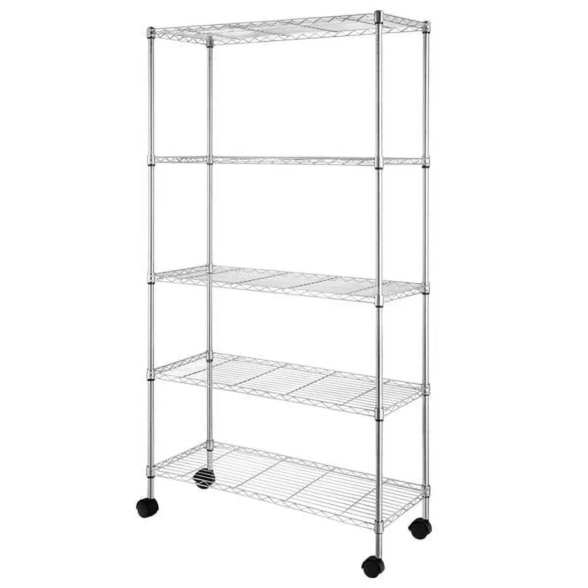 5-Layer Chrome Plated Iron Shelf with 1.5 Nylon Wheels 165*90*35 Chrome