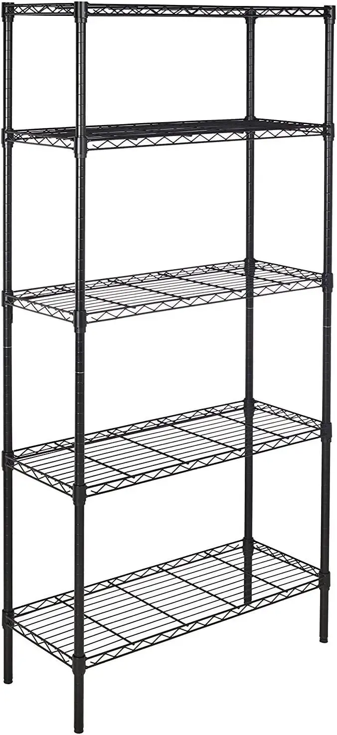 5-Shelf Adjustable. Heavy Duty Storage Shelving Unit (350 lbs loading capacity per shelf). Steel Organizer Wire Rack.Black