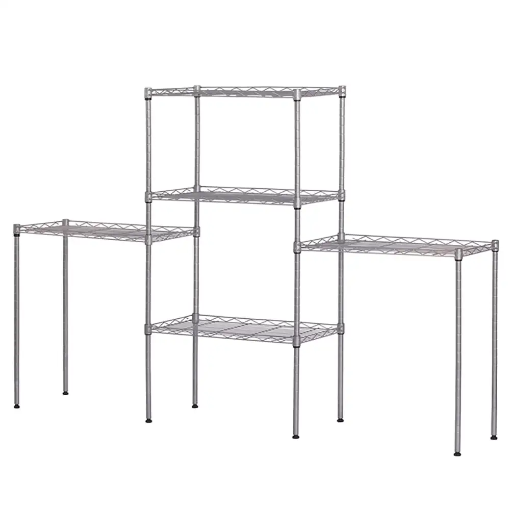 5-Shelf Adjustable Storage Shelves. Changeable Assembly Floor Standing Heavy Duty Storage Shelving Unit. Steel Organizer Wire Rack. Silver. 19.68Lx11.81Wx53.54H