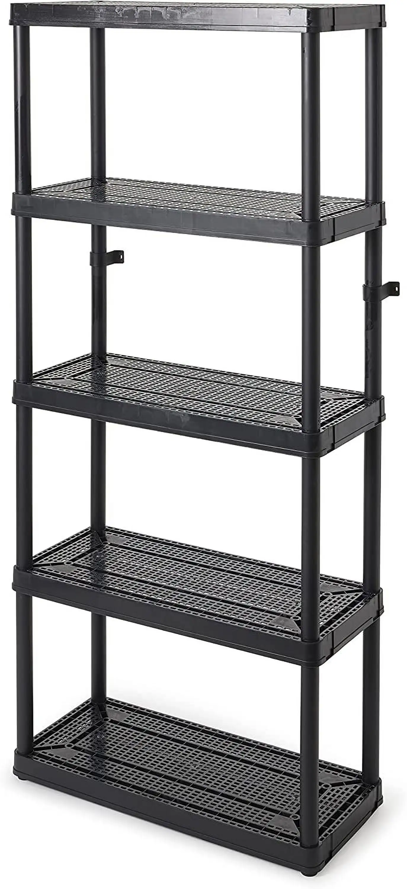 5 Shelf Fixed Height Ventilated Medium Duty Storage Unit 14 x 32 x 72 Organizer System for Home. Garage. Basement. and Laundry. Black