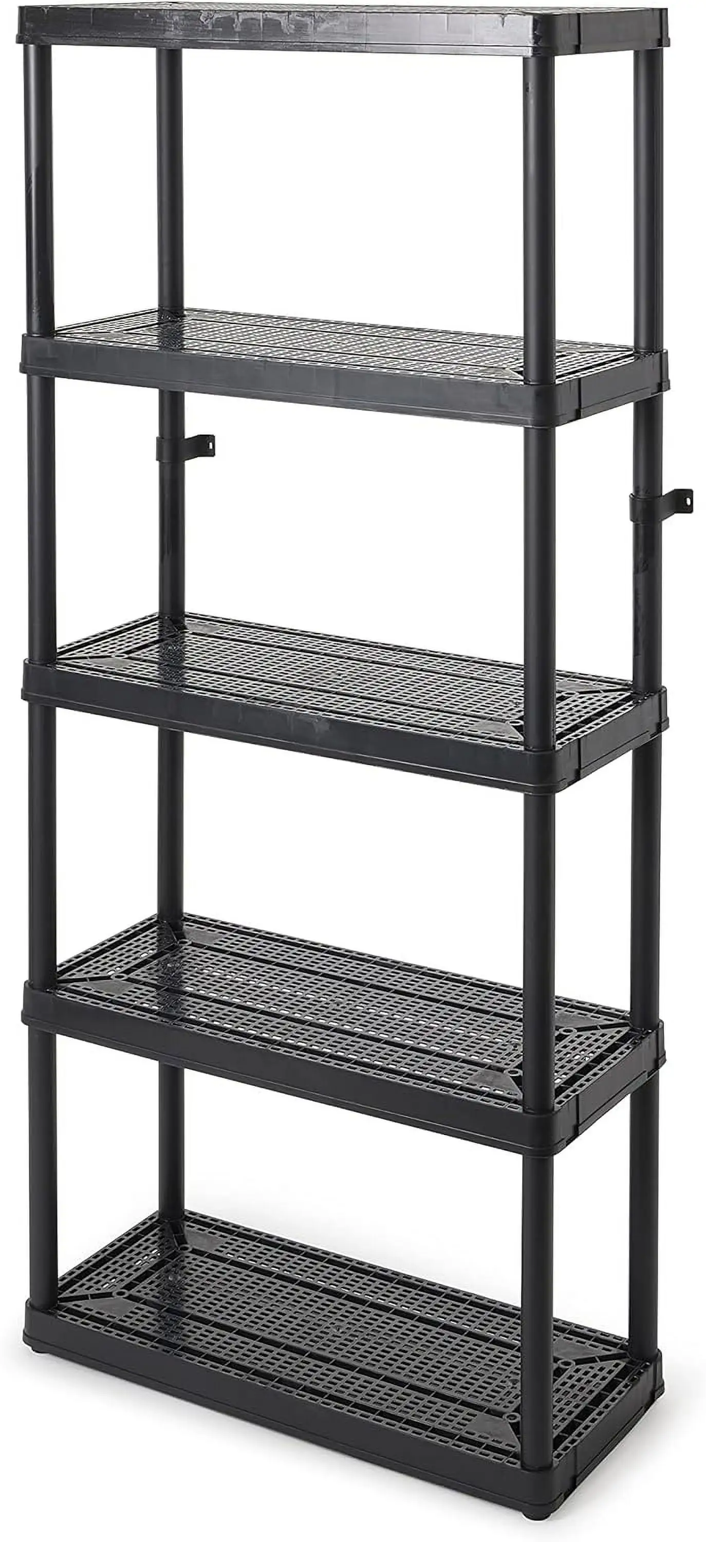 5 Shelf Fixed Height Ventilated Medium Duty Storage Unit 14 x 32 x 72 Organizer System for Home. Garage. Basement. and Laundry. Black