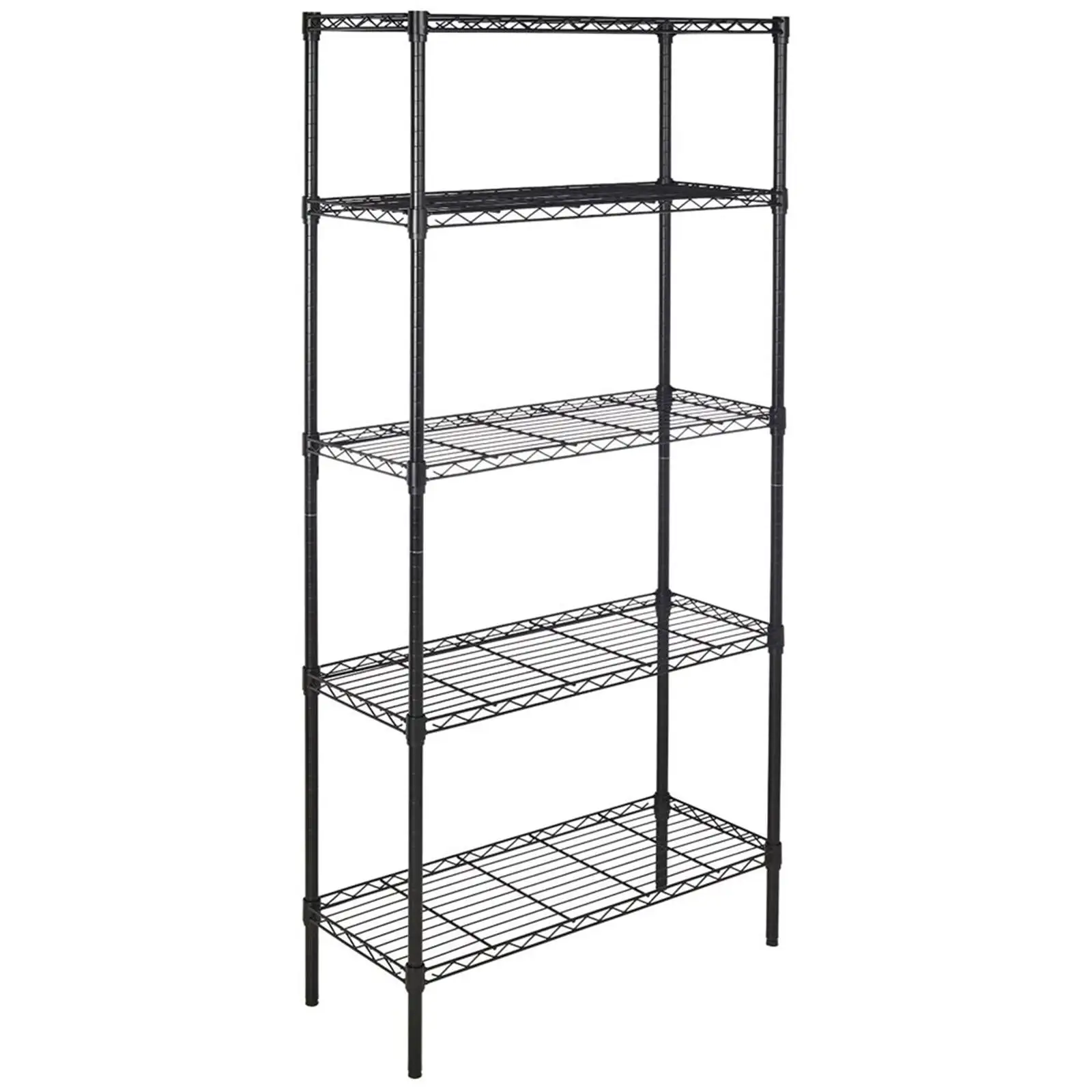 5-Shelf Muscle Rack. 35W x 14D x 71H Heavy-Duty Steel Shelving Unit. 200 Pound Capacity. Black