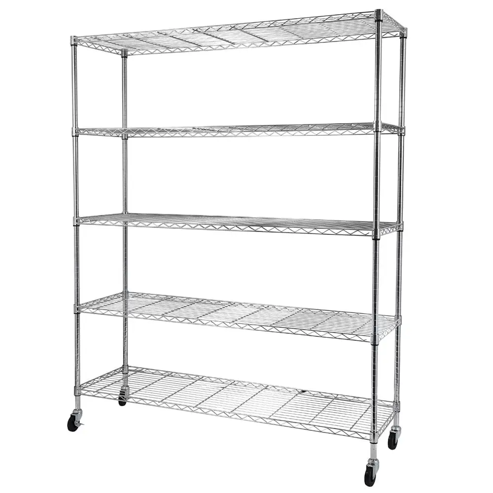 5-Tier Adjustable Metal Storage Rack.Heavy Duty Storage Shelving.Silver