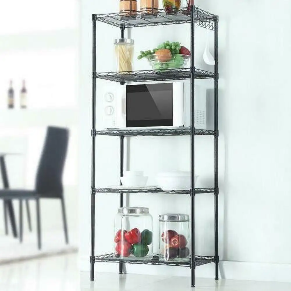 5 Tier Assembled Standing Steel Storage Rack Shelves Adjustable Heavy Duty