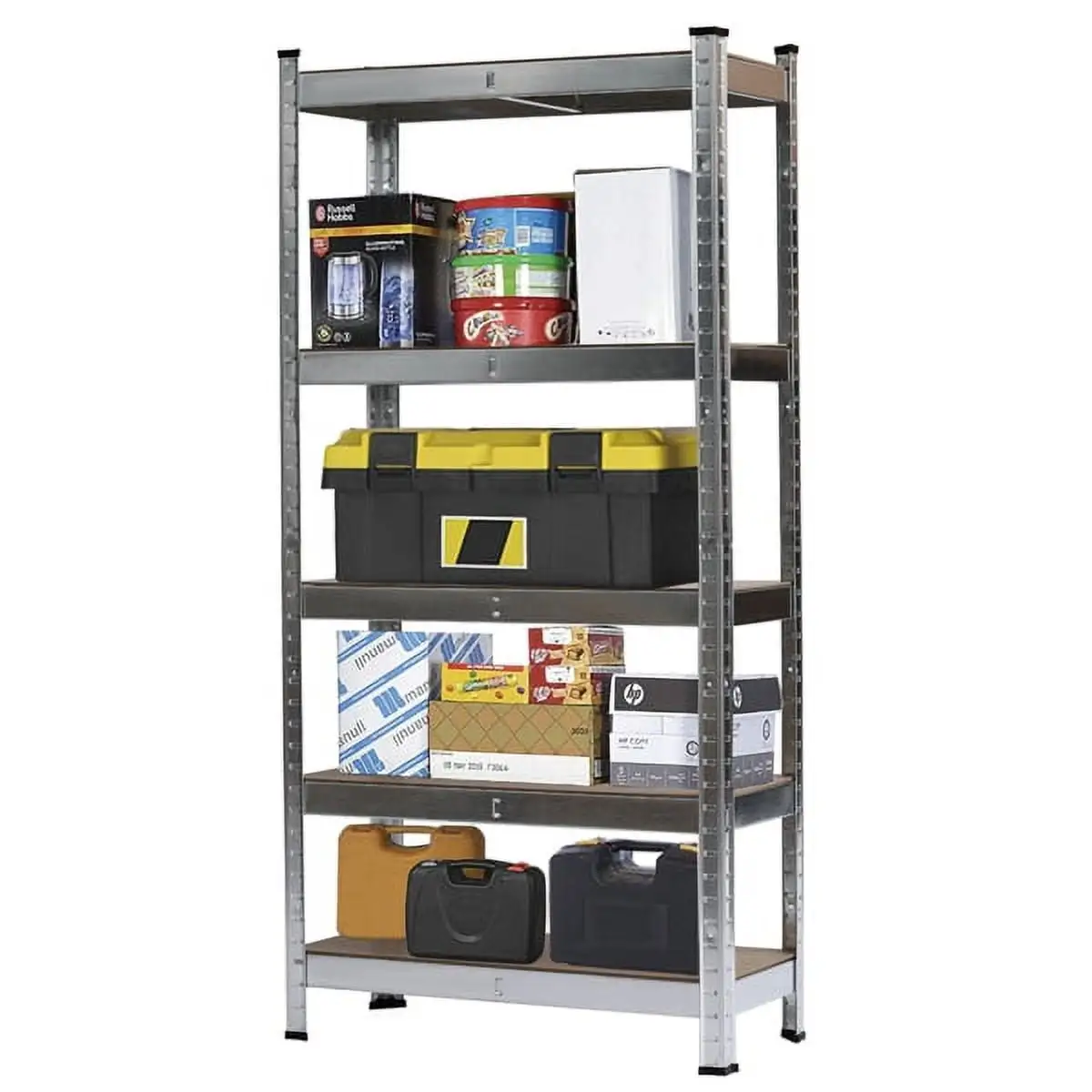 5-Tier Garage Storage Shelves Utility Rack. Heavy Duty Shelving Unit Multipurpose Organizer for Warehouse Garage Basement Utility Shed Workshop