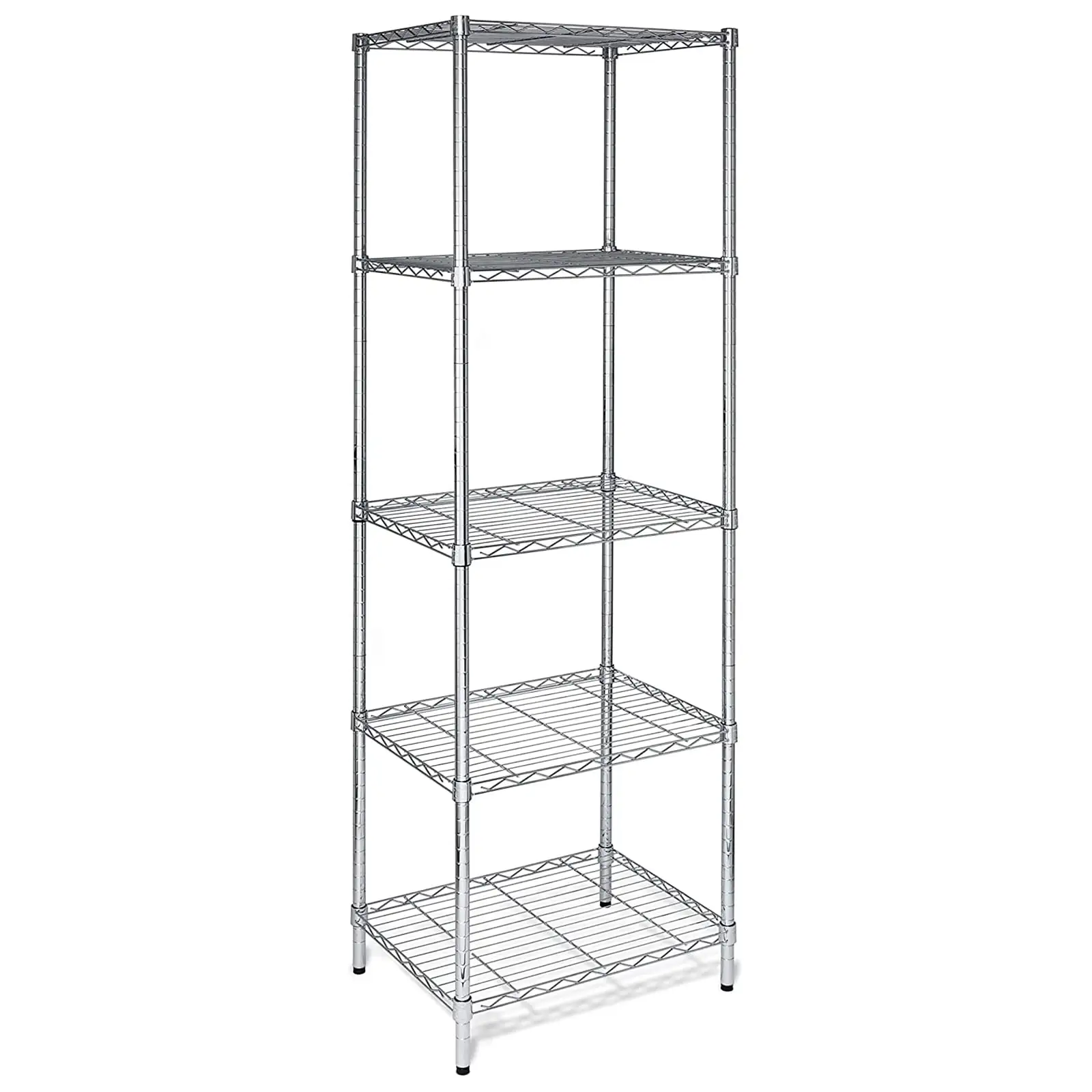 5-Tier Heavy-Duty Chrome Shelving Unit - Easy Assembly. Adjustable Shelves. Space-Saving Solution for Kitchen. Garage. or Office