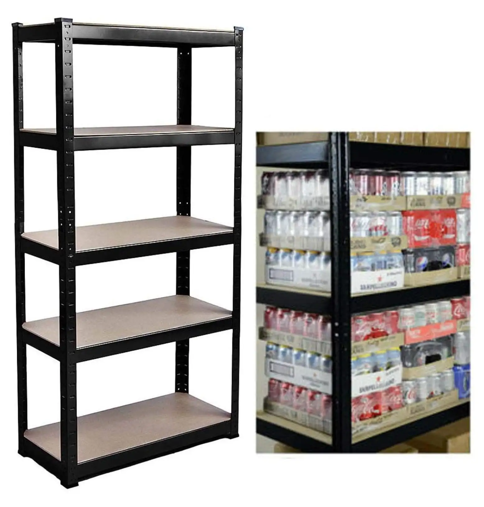 5-Tier Heavy Duty Metal Shelving. 59 x 28 x 12 Racking Storage Unit. Black (386LB Capacity Per Shelf). 1929LB Total Capacity Garage Shed Storage Shelving Units. 3 Year Warranty