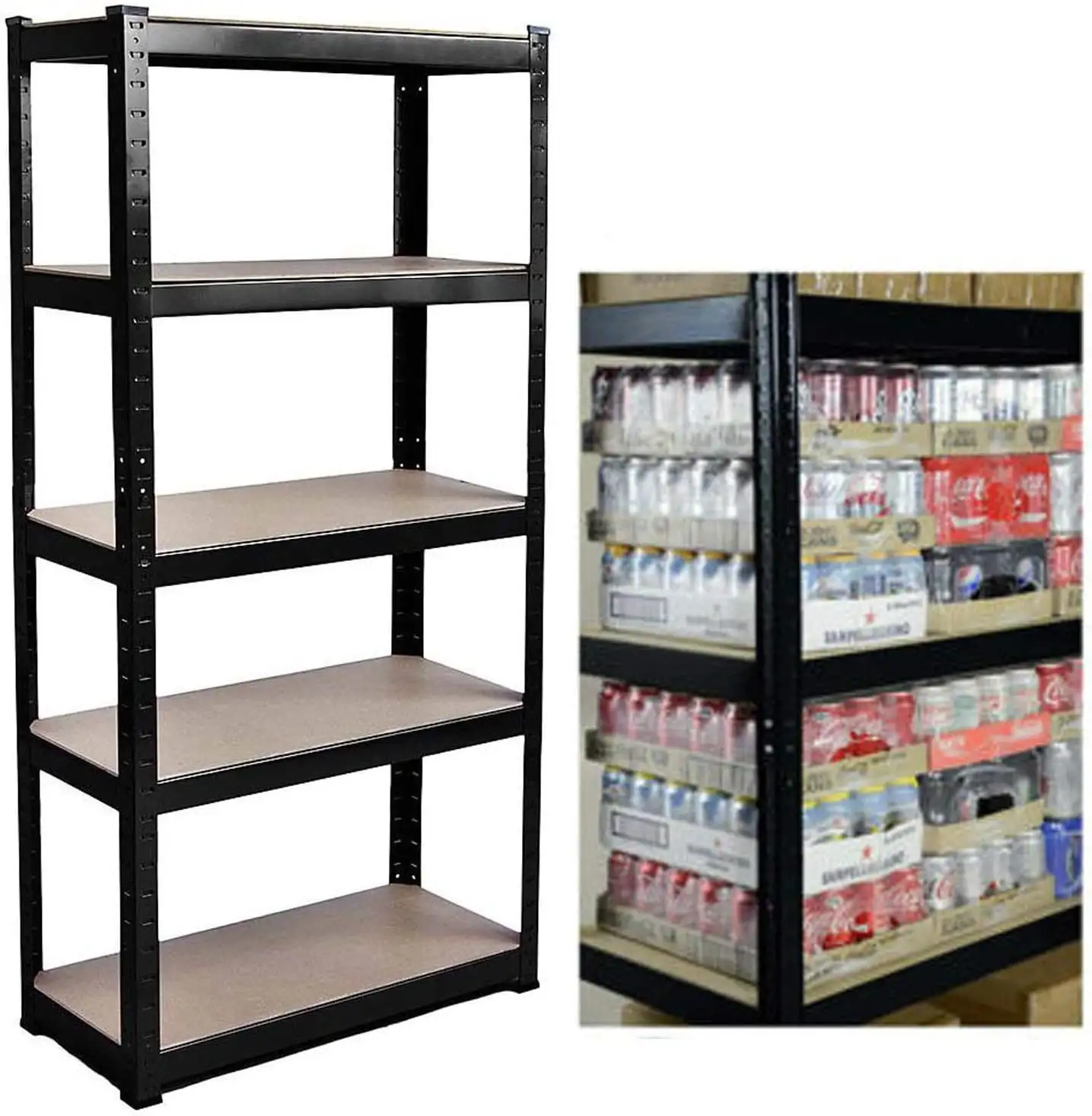 5-Tier Heavy Duty Metal Shelving. 59 x 28 x 12 Racking Storage Unit. Black (386LB Capacity Per Shelf). 1929LB Total Capacity Garage Shed Storage Shelving Units