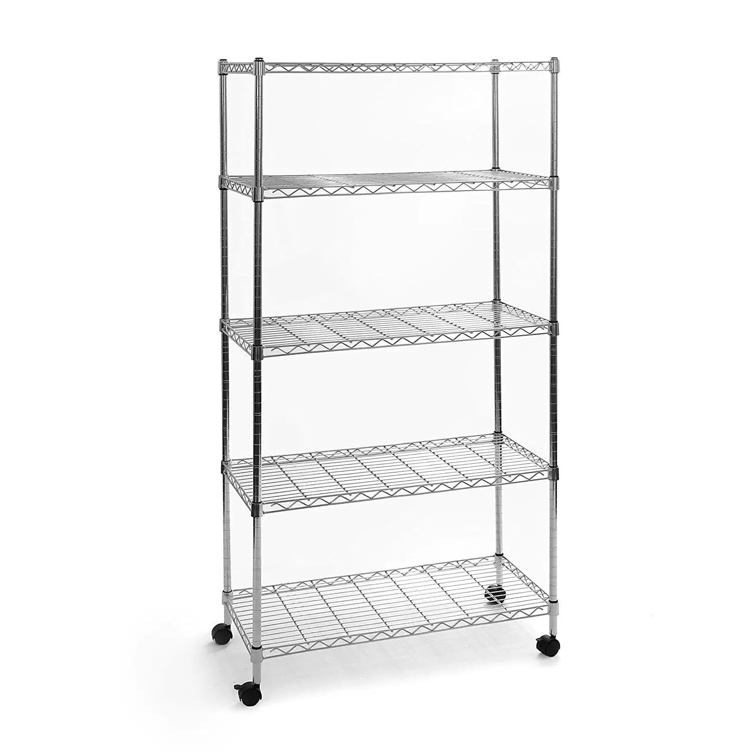 5 Tier Shelf Adjustable Wire Metal Shelving Rack Chrome 35.43W x 13.78D x 65H