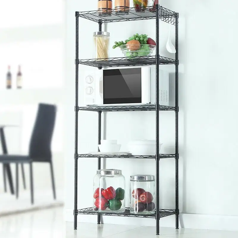 5 Tier Shelving Unit Changeable Assembly Wire Shelf Metal Large Storage Shelves Heavy Duty Height Adjustable Commercial Grade Steel Utility Layer Shelf Rack Organizer