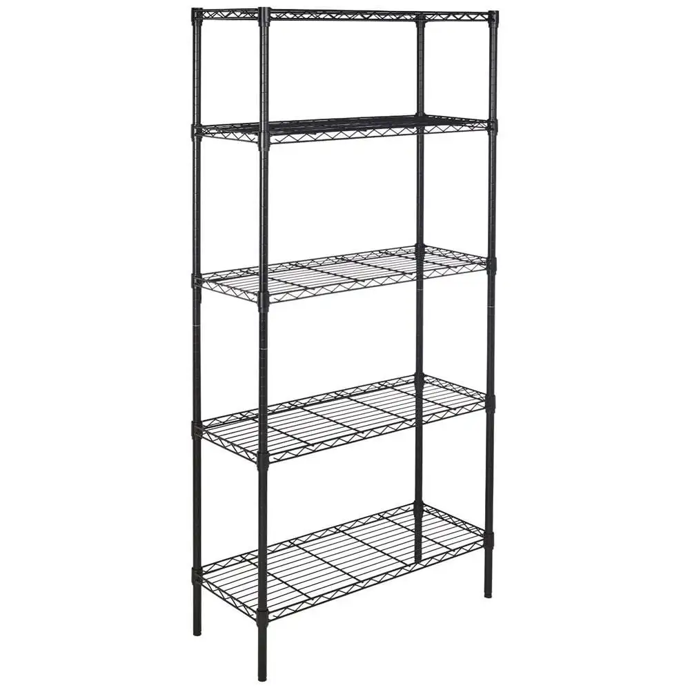 5 Tier Shelving Units Storage Rack Iron Shelving Organization.Black