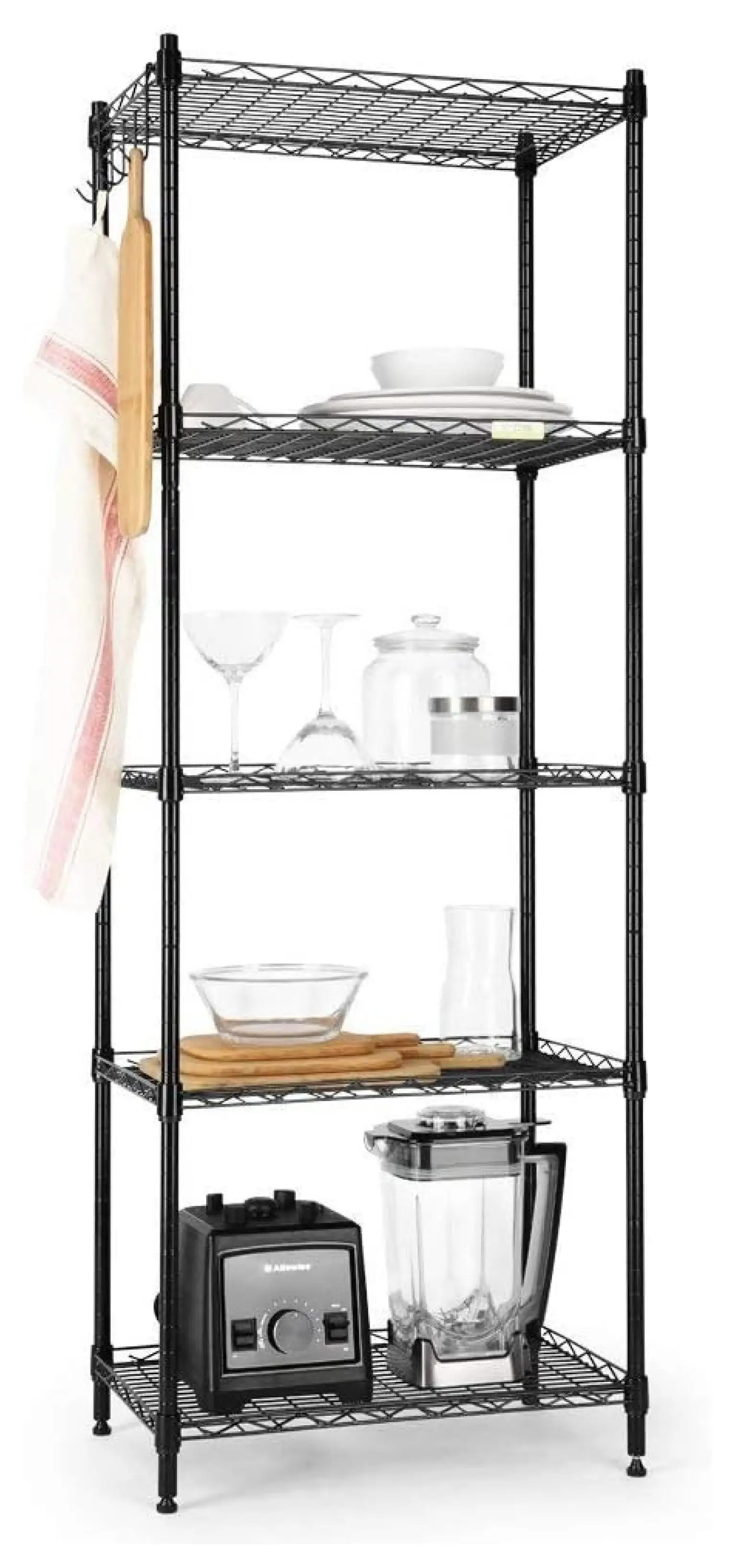 5 Tier Storage Shelves. Adjustable Storage Shelves Heavy Duty Steel Tube Wire Shelving Unit (Black 21'' x 11'' x 59'')