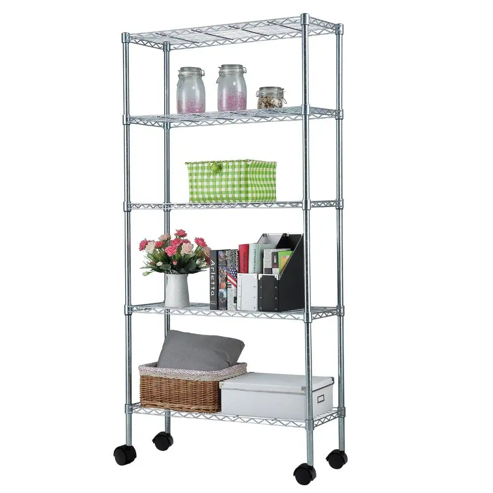 5 Tier Storage Shelves Wire Storage Shelves with Wheels. Plated Iron Shelves Plated Iron Storage Shelving. Pantry Storage Shelves Kitchen Rack Shelving Units