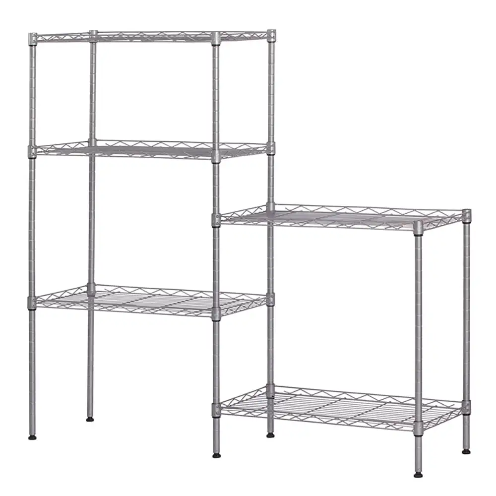 5 Tier Wire Shelving Metal Rack Adjustable Unit Storage Shelves for Laundry Bathroom Kitchen Pantry Closet. Changeable Assembly Floor Standing Storage Shelves. 19.68Lx11.81Wx53.54H. Silver