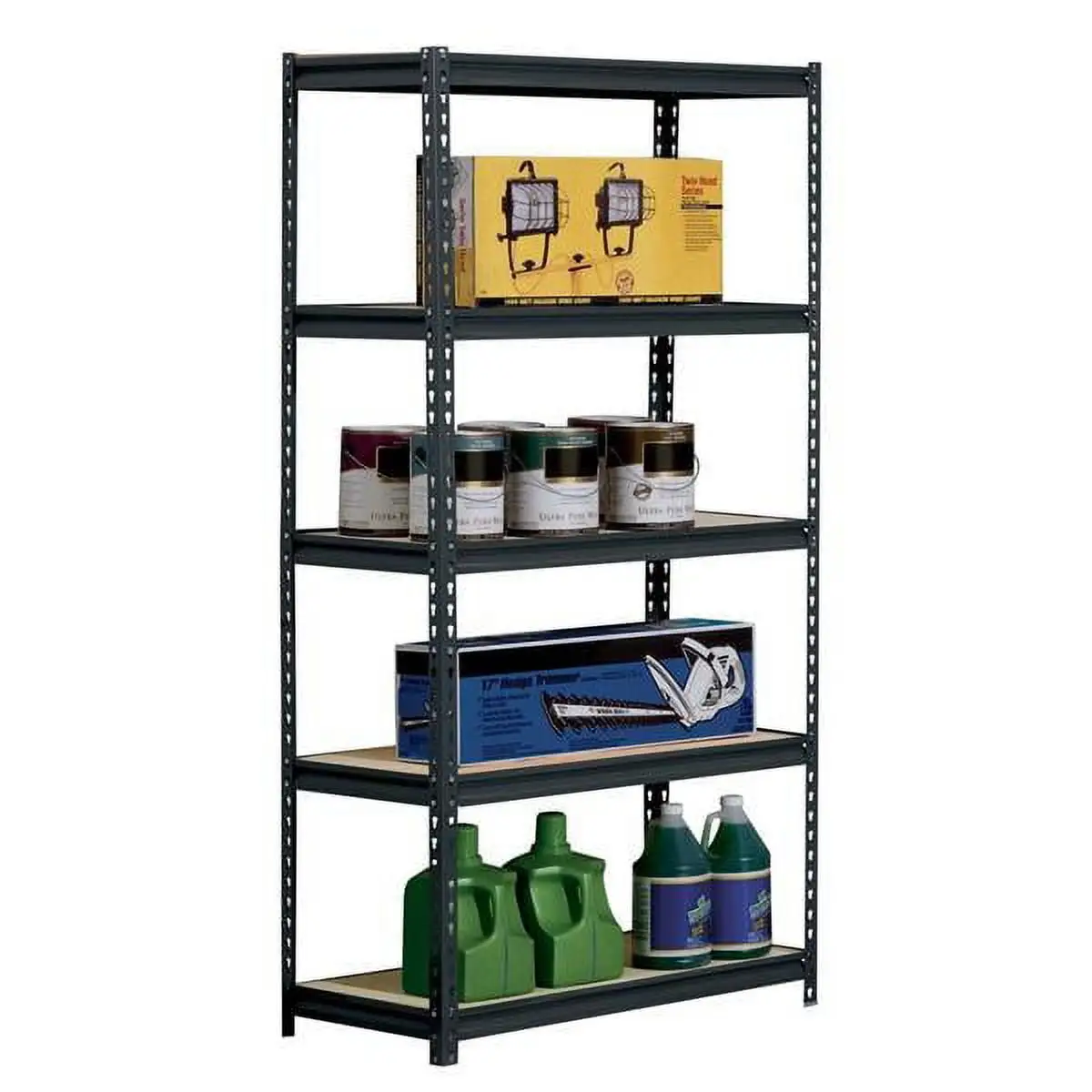 5 Tiers Garage Storage Shelves. Heavy Duty Shelving Unit for Garage Basement Storage Room. Garage Workshop Pantry Storage Shelf