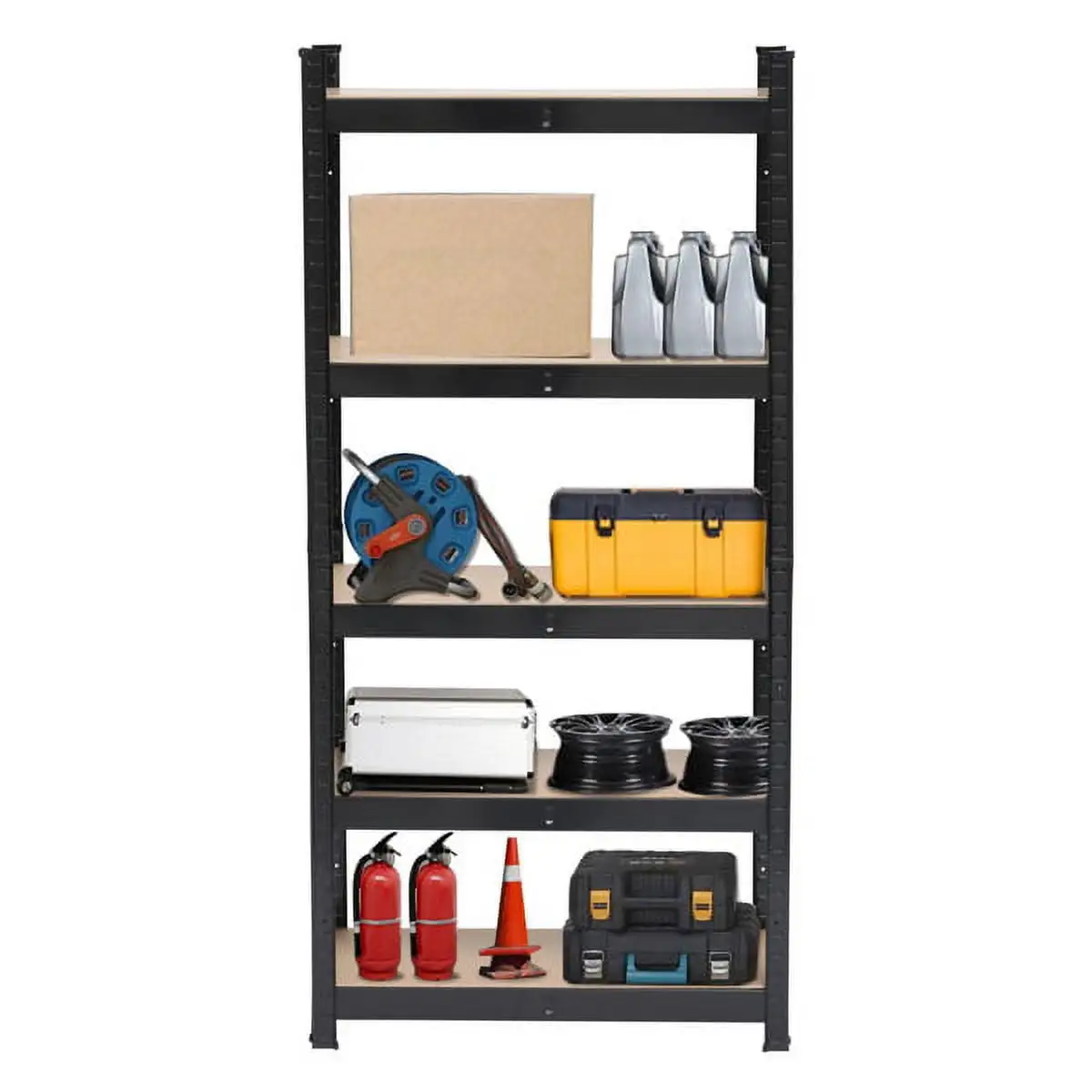 5 Tiers Powder Coated Storage Rack. Shelf Industrial Shelving Storage Rack.Black(60H)