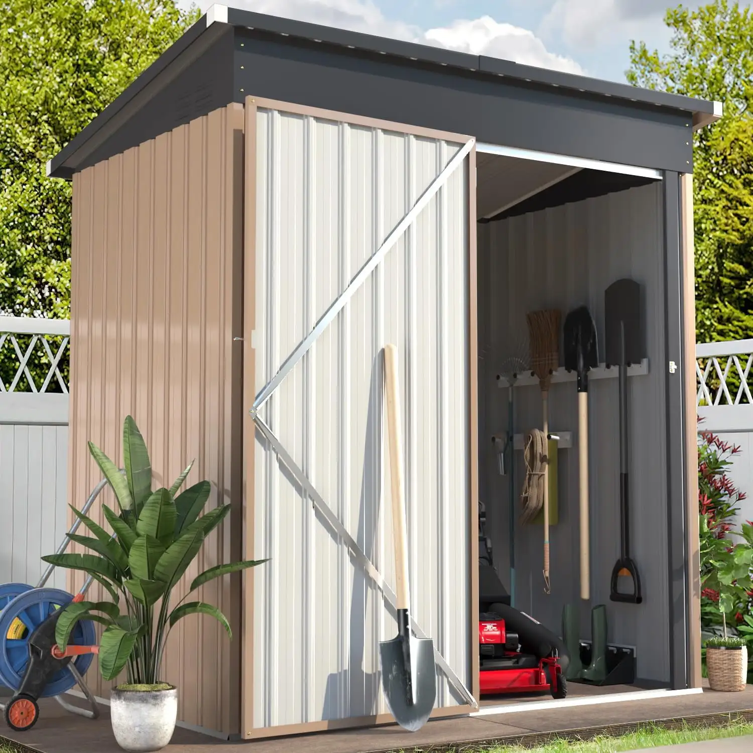 5' X 3' Outdoor Metal Storage Shed. Steel Garden Shed With Single Lockable Door. Tool Storage Shed For Backyard. Patio. Lawn