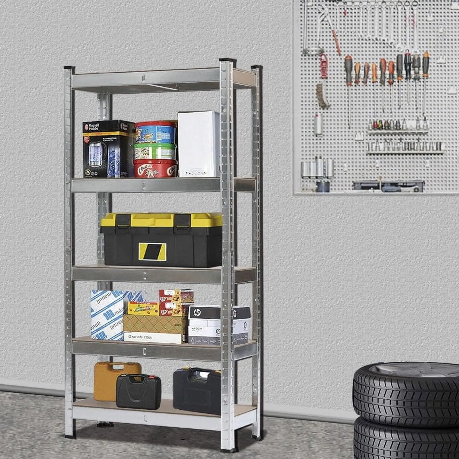 5-tier Metal Shelving Unit Adjustable Garage Storage Utility Rack 29.53 x 11.81 x 59.06Grey