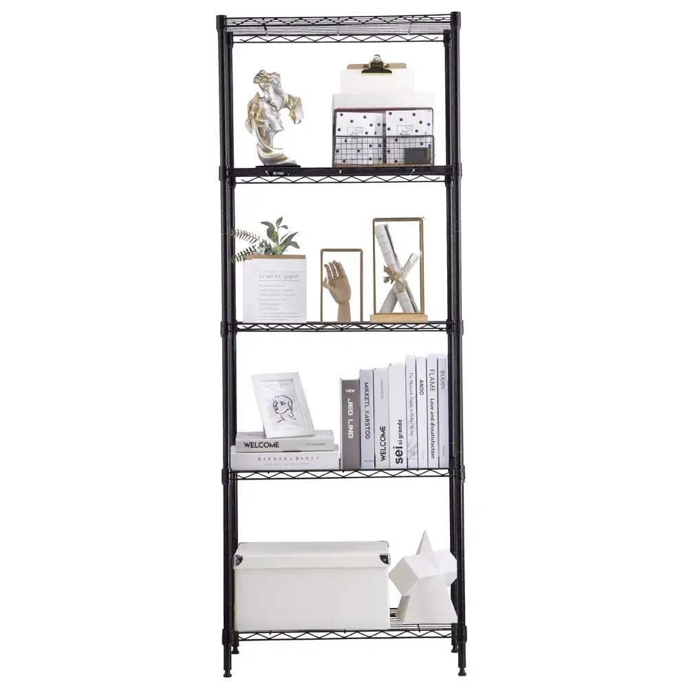 5 tier black utility wire shelving unit 14x24x63in