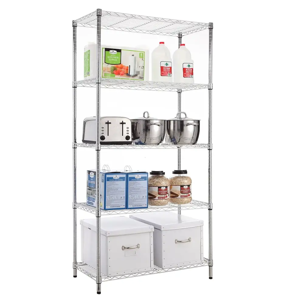 5 tier chrome utility wire shelving unit 18x36x72in