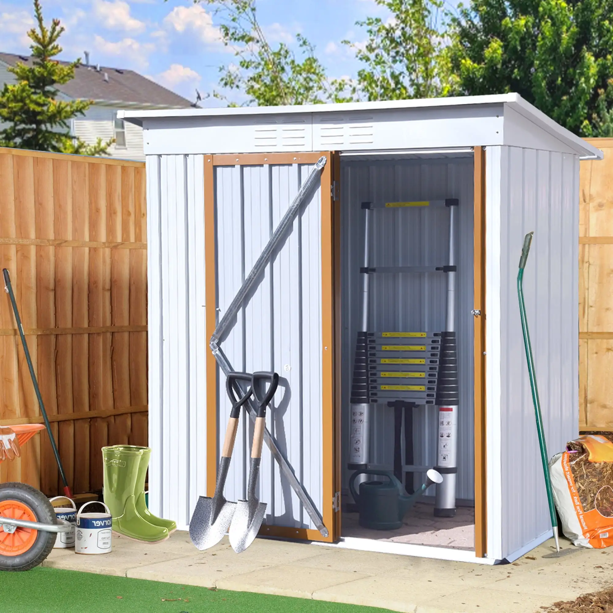 5' x 3' Outdoor Storage Shed. Metal Garden Shed with Single Lockable Door. Tools Storage Shed for Backyard. Patio. Lawn. D6647