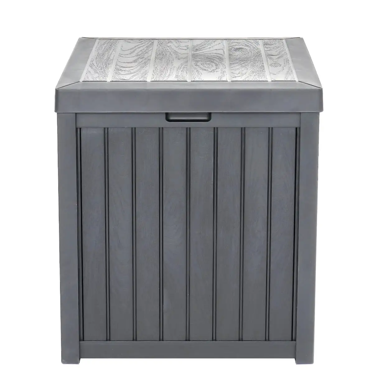 51 Gallon Plastic Yard Storage Box with Lockable Seat. Outdoor Storage Deck Box Chest for Backyard. Porch. Patio. Garden. All-Weather Storage Container for Tools. Toys. Grey