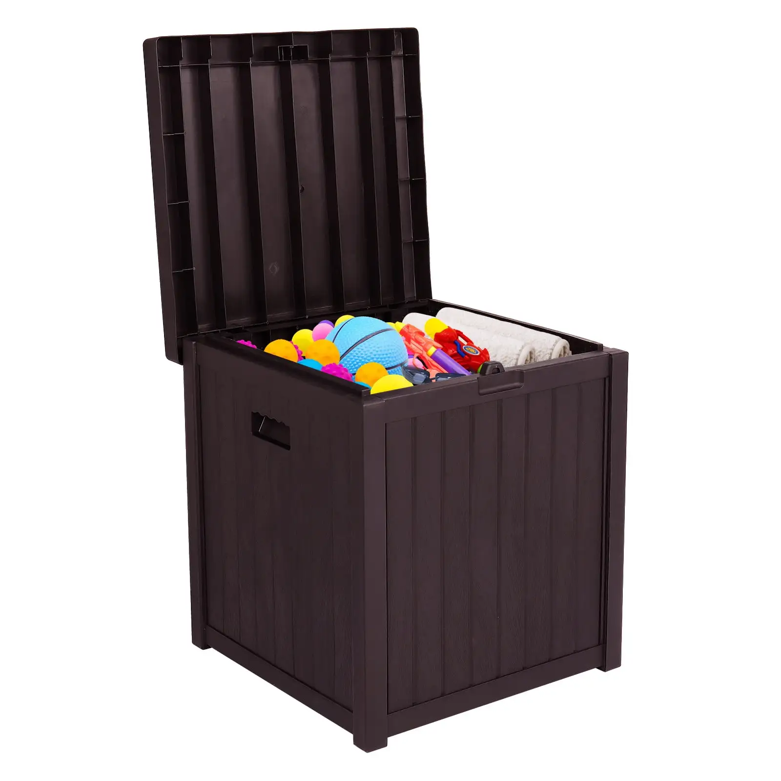 51 Gallon Rectangle Durable Weatherproof Resin Deck Box Organization and Storage for Outdoor Patio and Lawn.Pool Storage Bin.Garden Storage Box.Brown.22x22x24.4