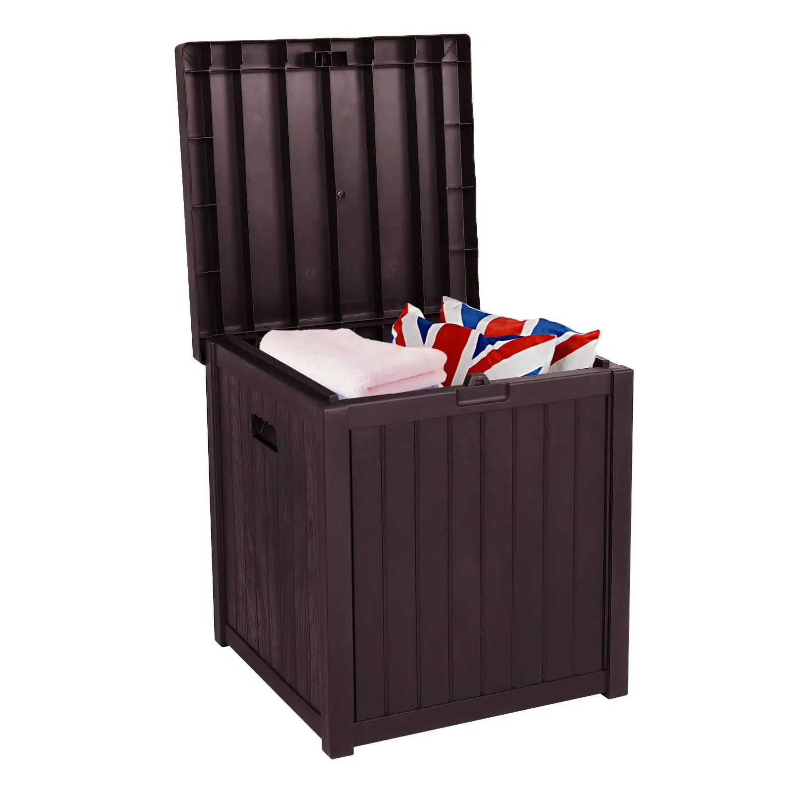 51gal 195L Garden Plastic Storage Deck Box Chest Tools Brown