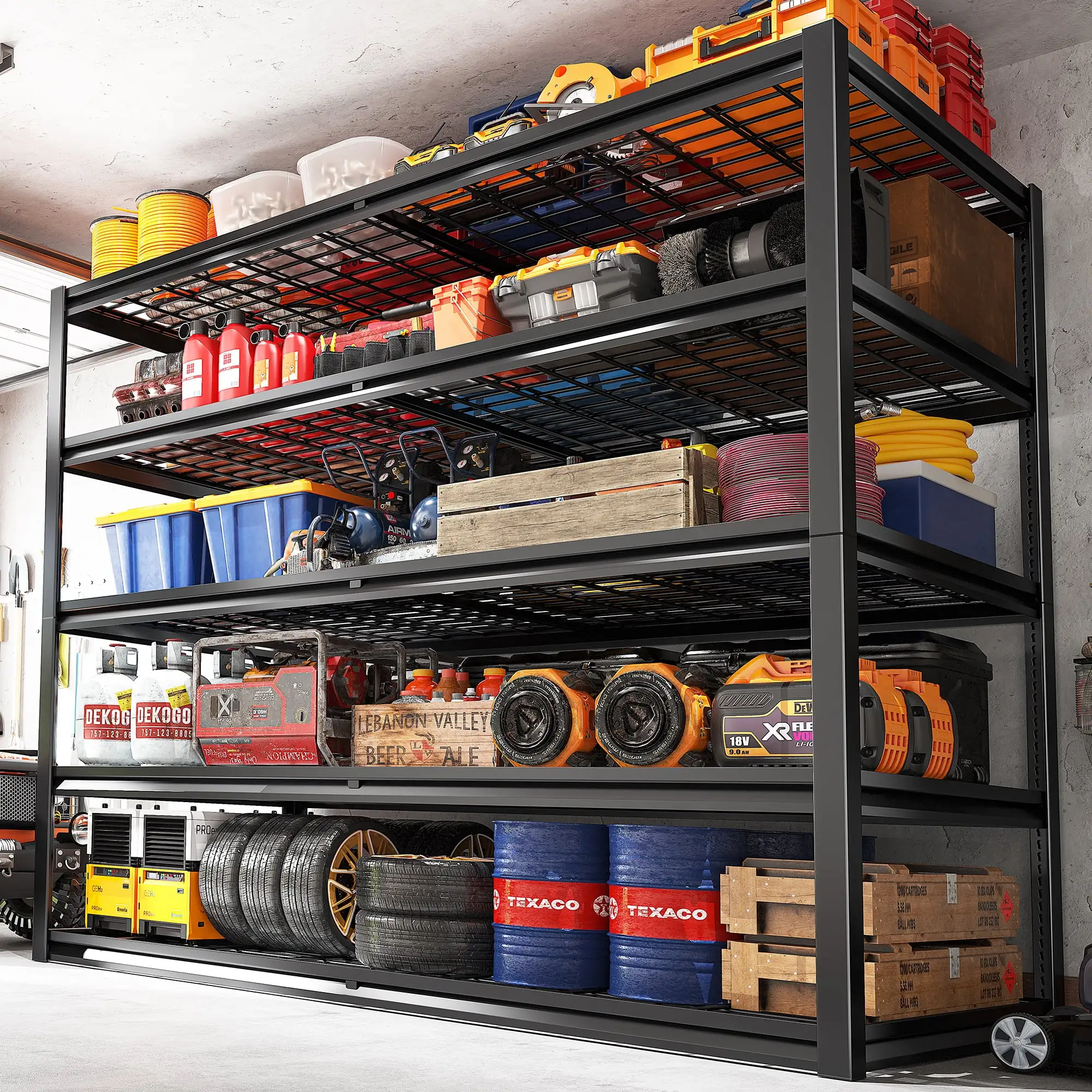 55W Garage Shelf Heavy Duty Shelving Load 3000LBS Storage Racks and Shelving Adjustable Metal Shelving Unit 5-Tier Garage Shelves Wide Industrial Shelving.55W x 26D x 78H.Black