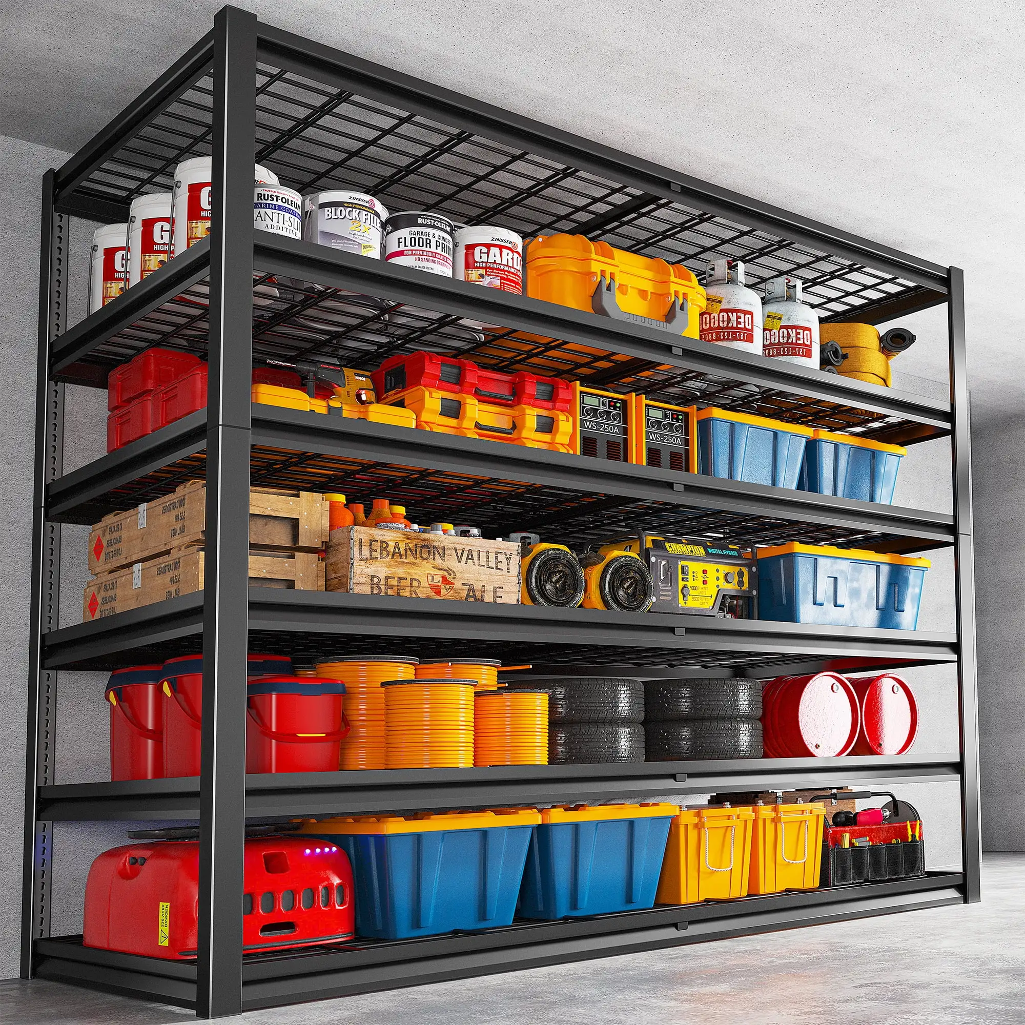 55W Garage Shelving Heavy Duty Shelving Load 3500LBS Storage Racks and Shelving Adjustable Metal Shelving Unit 6-Tier Garage Shelves Wide Industrial Shelves.55W x 26D x 84H.Black