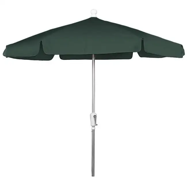 Fiberbuilt 7.5 ft. 6 Rib Crank Bright Aluminum Hex Garden Umbrella - Forest Green - 7.5 ft.