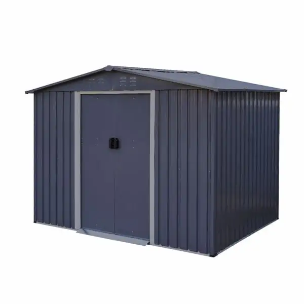 8 x 6ft Outdoor Large Metal Tool Shed. Heavy Duty Storage. Sliding Door with Vent (Dark Gray)