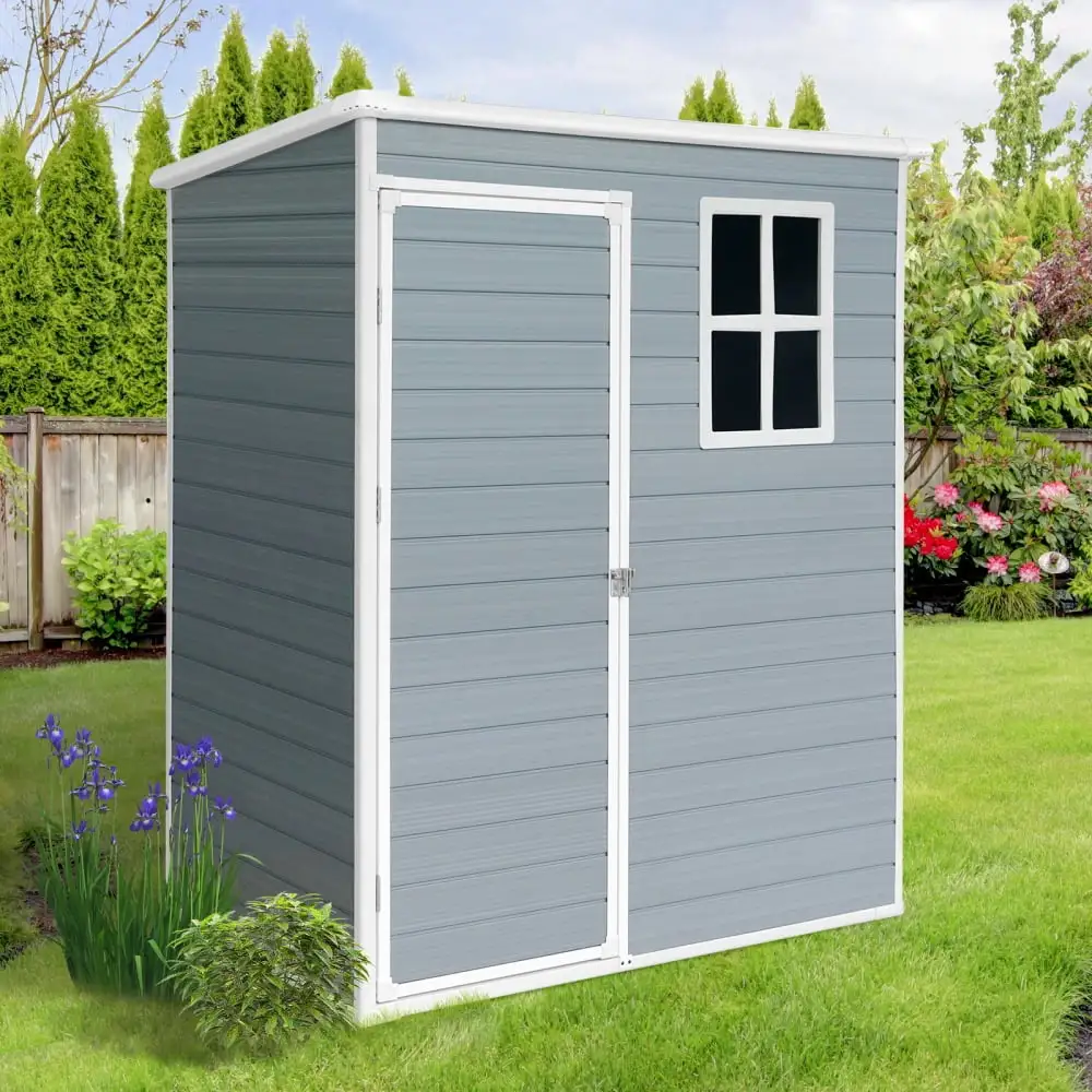 5x3ft Outdoor Storage Shed. Waterproof UV Protection Storage House Garden Resin Shed with Lockable Door