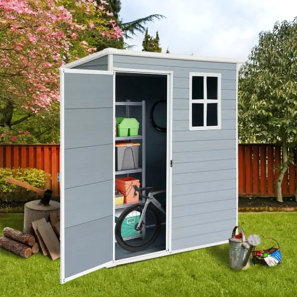 5x3ft Resin Outdoor Storage Shed Kit-Perfect to Store Patio Furniture.Grey