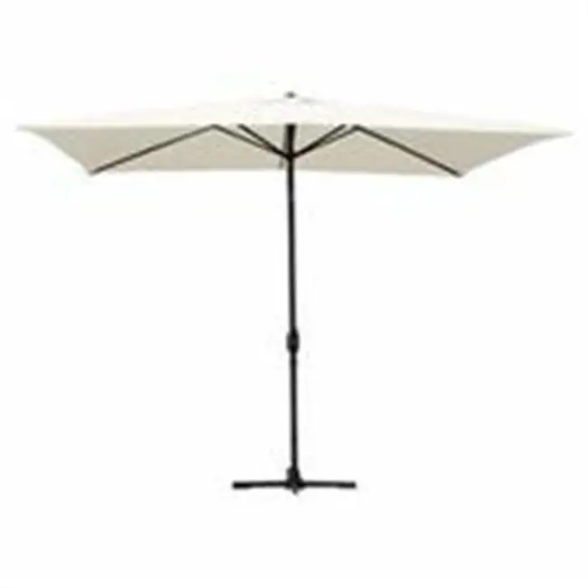 6.5 x 10 Ft. Aluminum Patio Market Umbrella Tilt with Crank - Tan Fabric & Black Pole